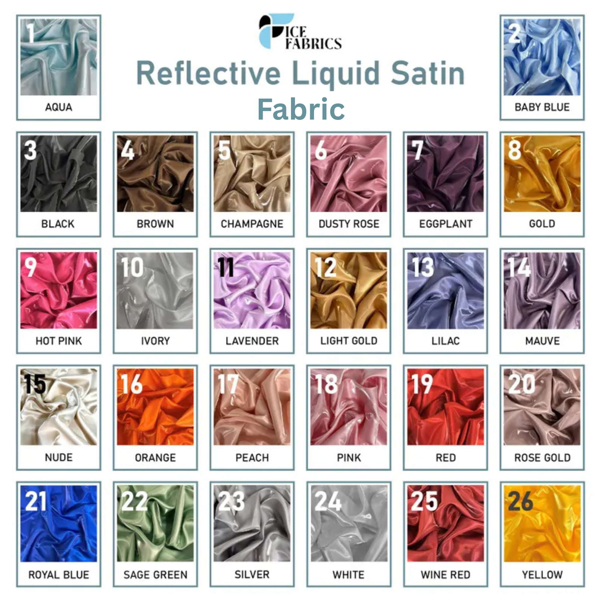 Reflective Satin Fabric Wholesale By The Roll (20 Yards)