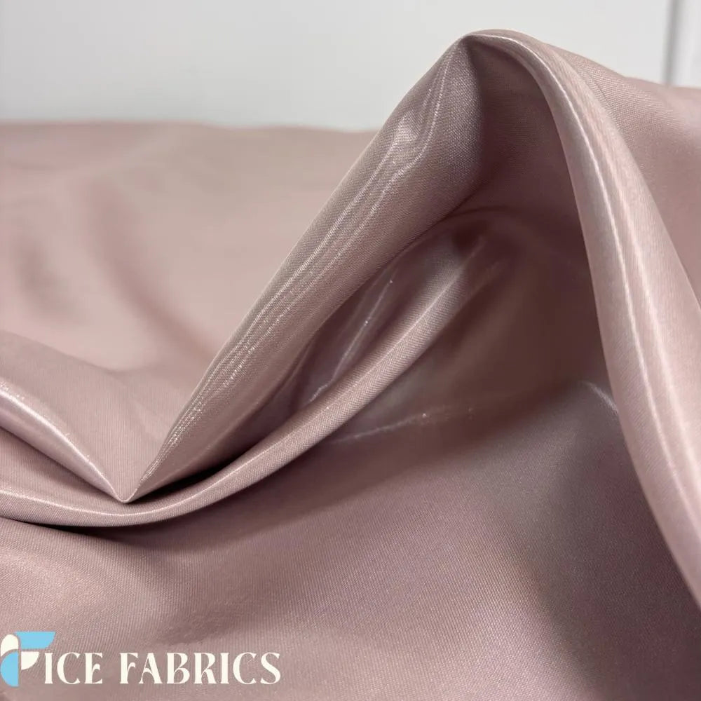 Rose Gold Crystal Silky Satin Fabric