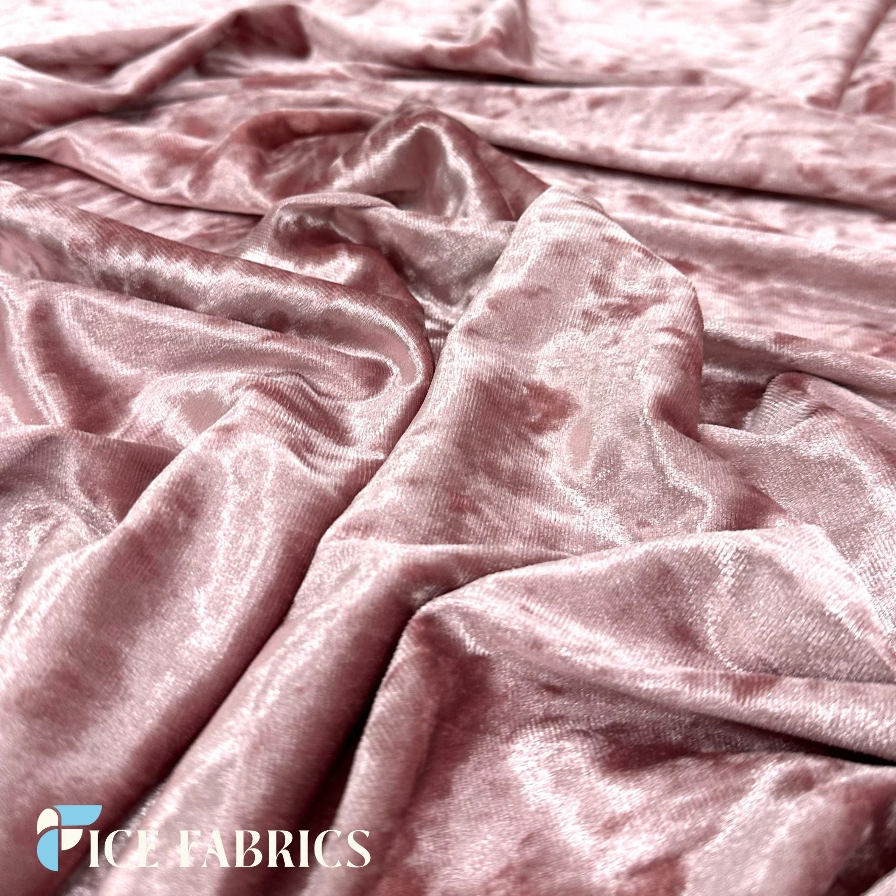 Rose Gold Stretch Crushed Velvet Upholstery Fabric