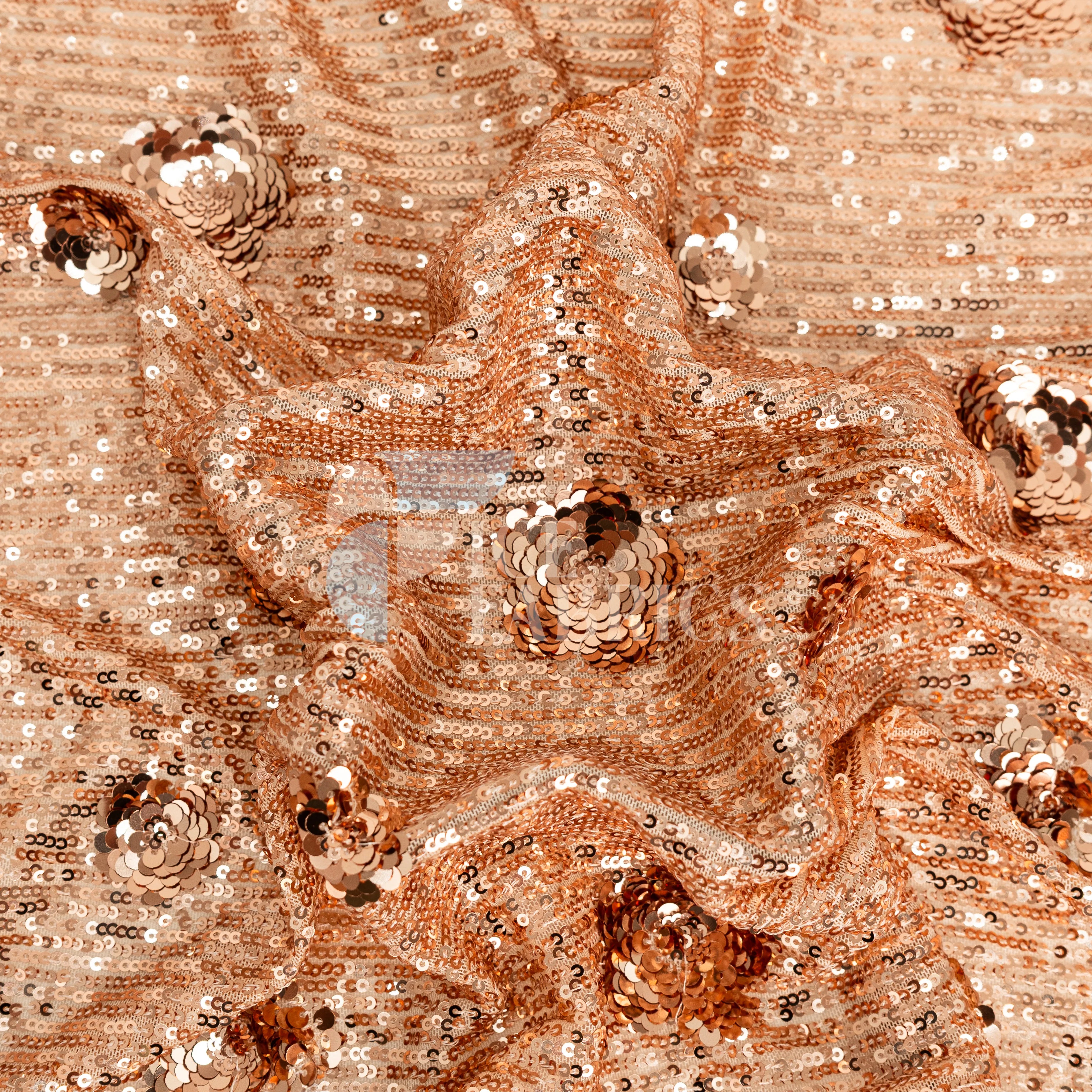Celeste 3D Floral Stretch Sequin Fabric