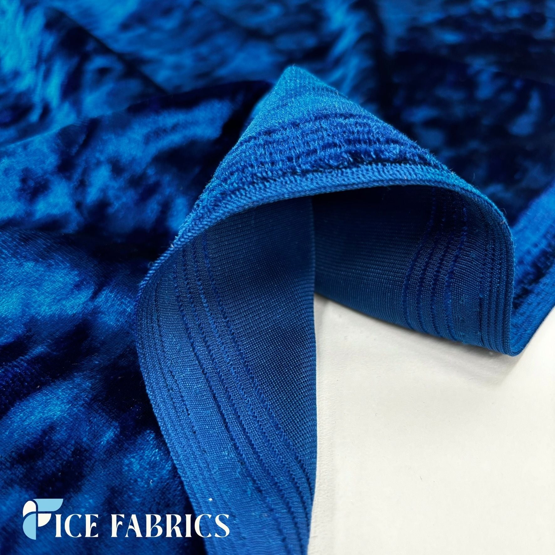 Royal Blue Stretch Crushed Velvet Fabric