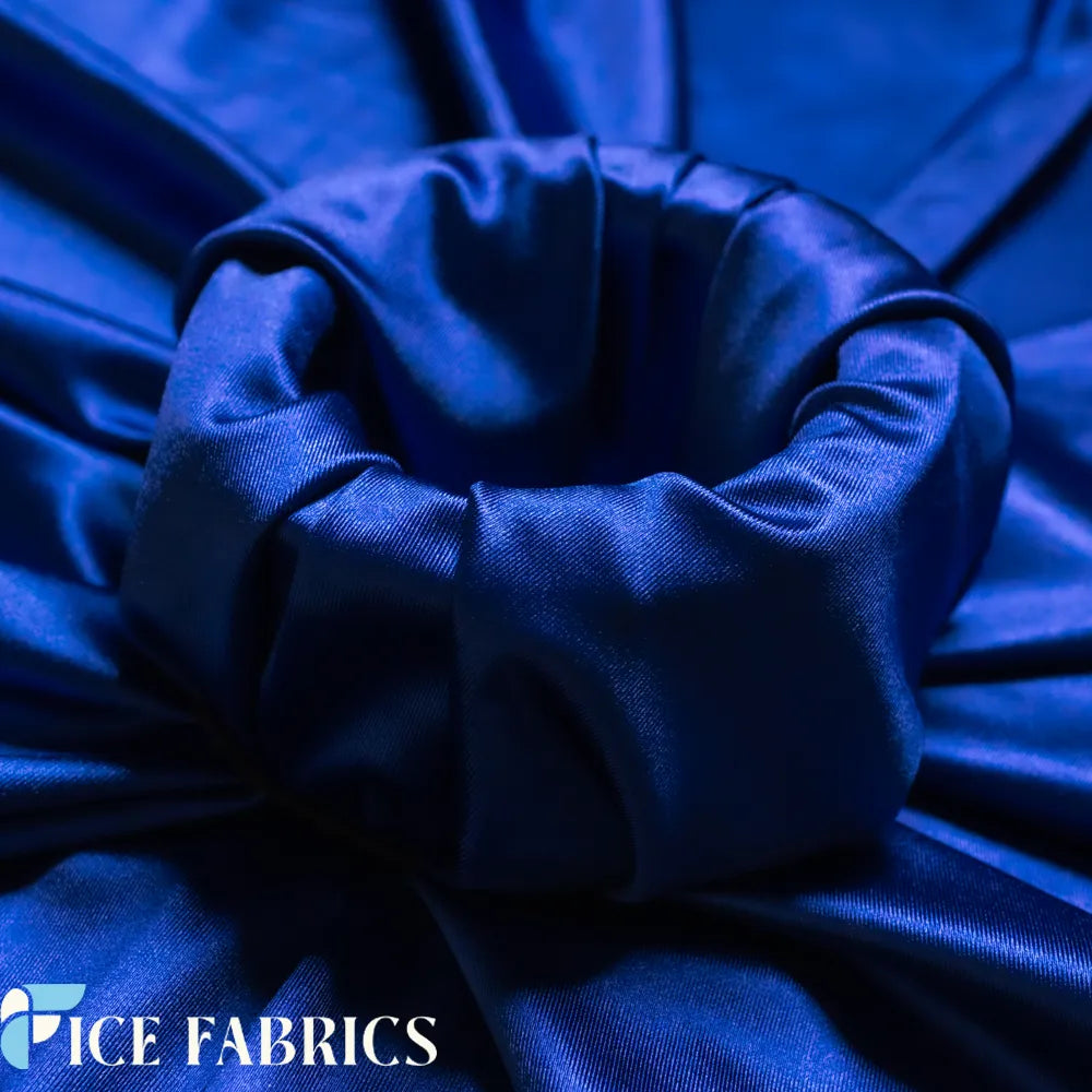 Royal Blue Luxury Silk Stretch Satin Fabric by the Yard