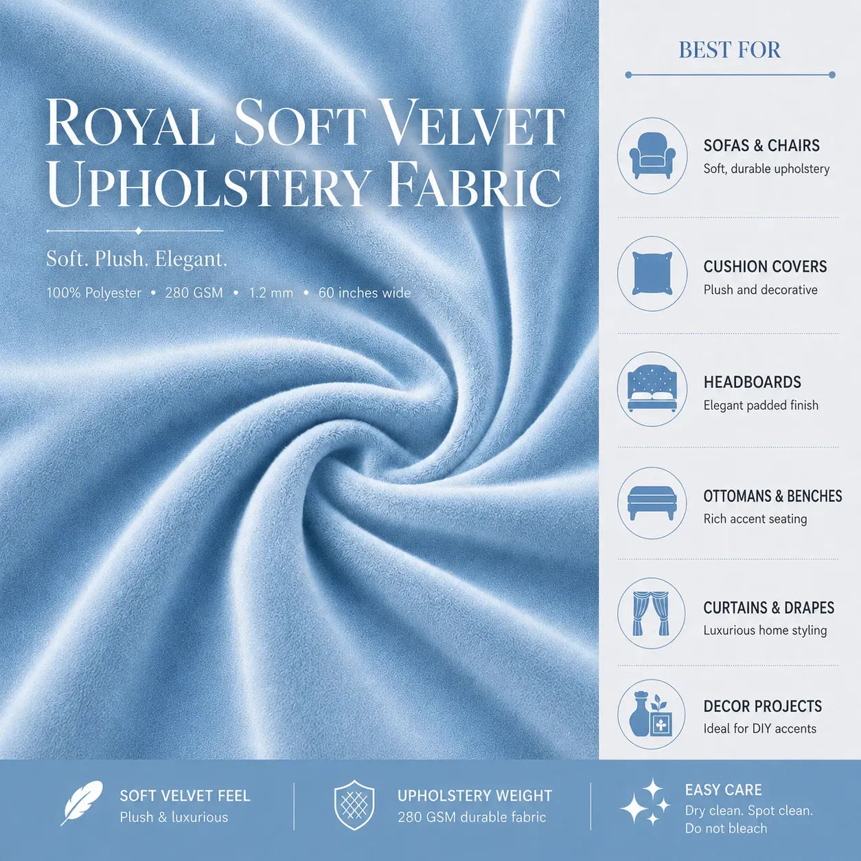 Velvet Upholstery Fabric by the Yard