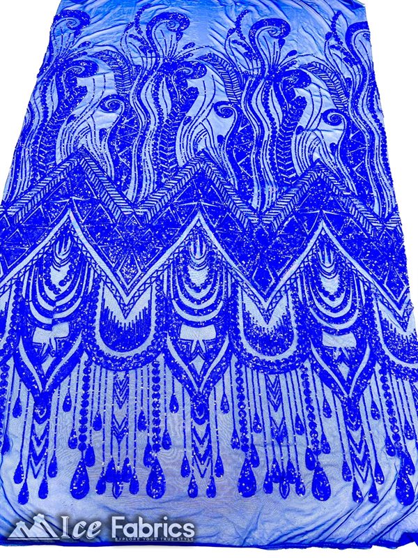 African Sequin Fabric 4 Way Spandex Stretch Sequin FabricICE FABRICSICE FABRICSRoyal BlueBy The Yard (60" Wide)African Sequin Fabric 4 Way Spandex Stretch Sequin Fabric ICE FABRICS Royal Blue