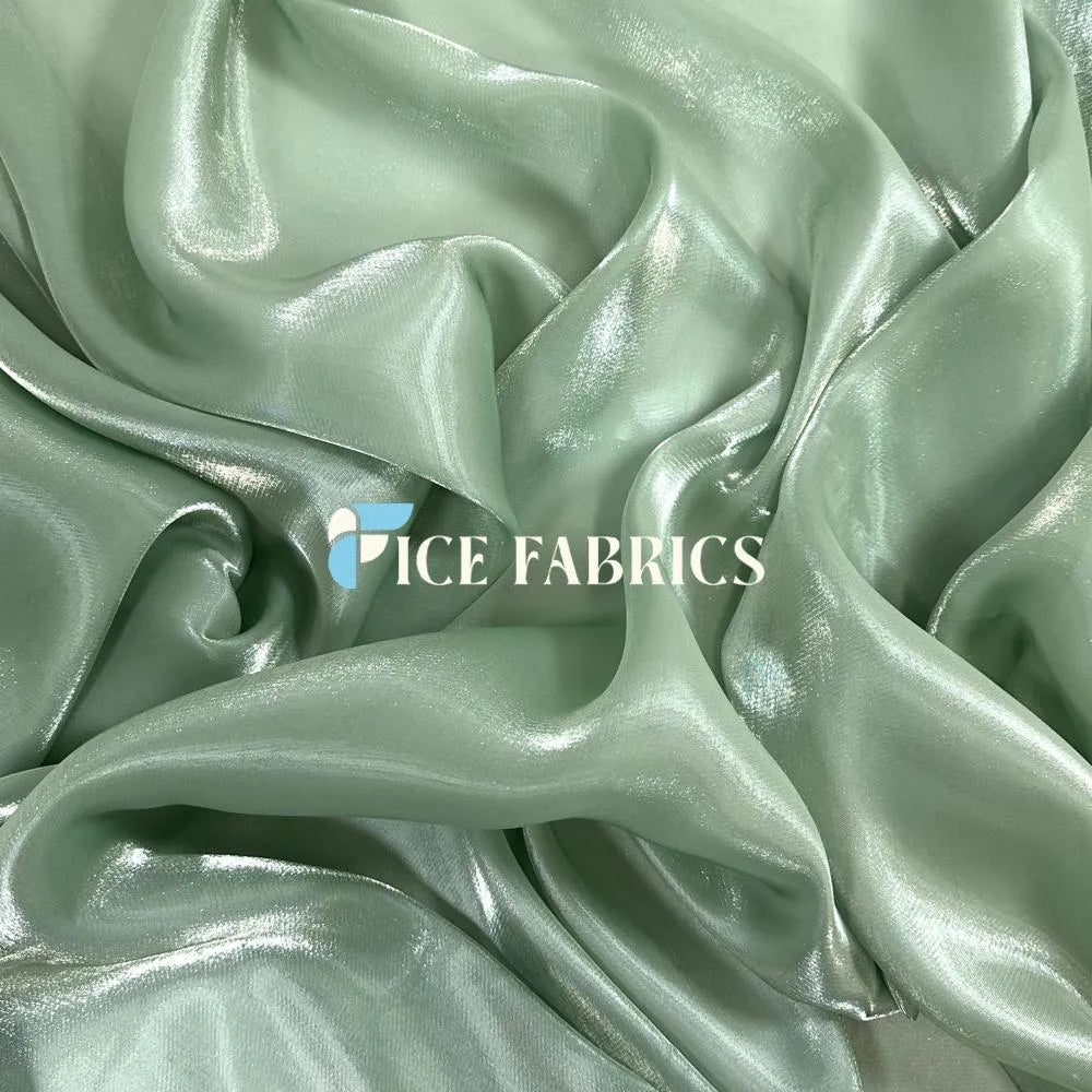 Sage Crystal Reflective Liquid Chiffon Fabric