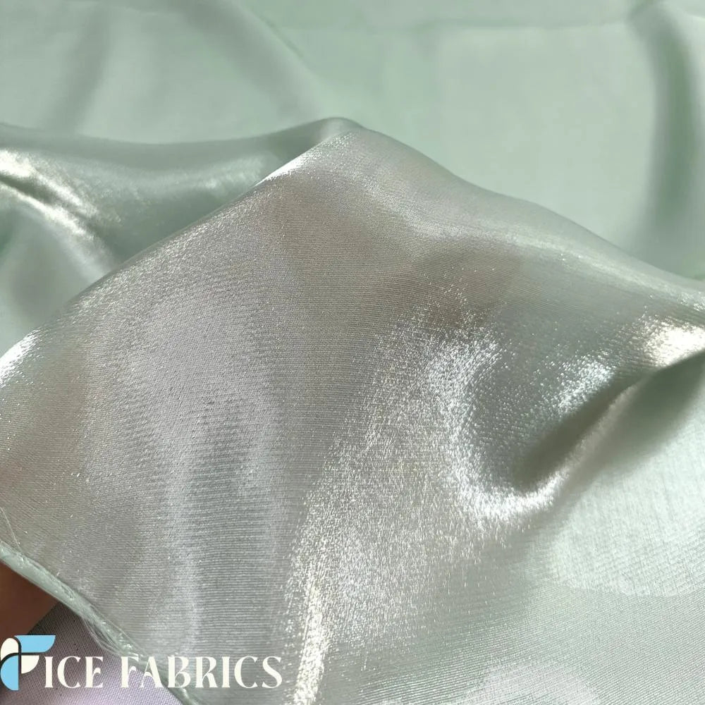 Sage Crystal Reflective Liquid Chiffon Fabric By The Yard