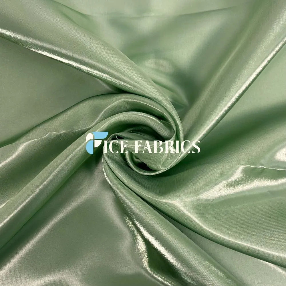 Sage Green Reflective Liquid Crystal Silky Satin Fabric