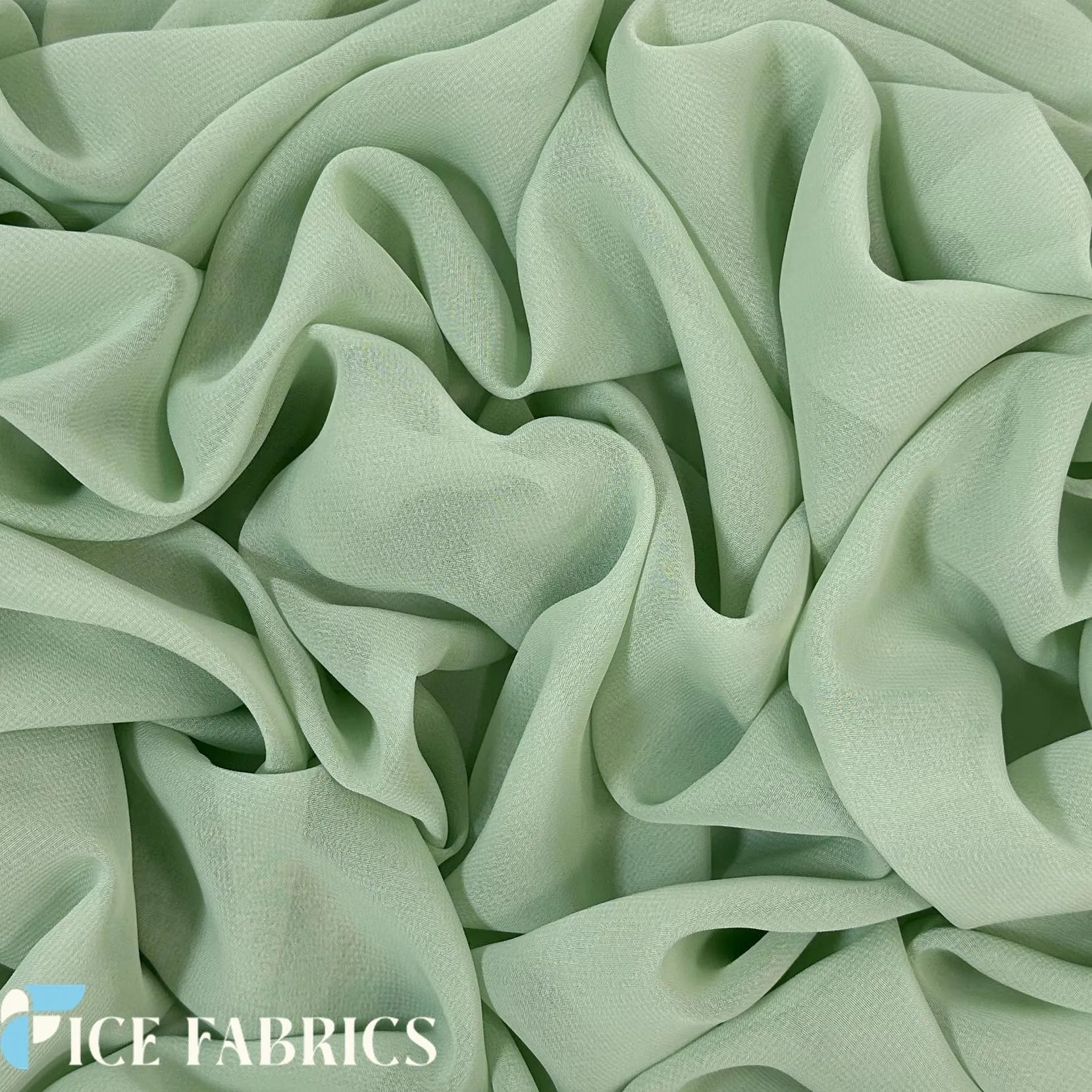 Sage Mia Chiffon Fabric / 60’’ Wide Soft chiffon Sheer Fabric