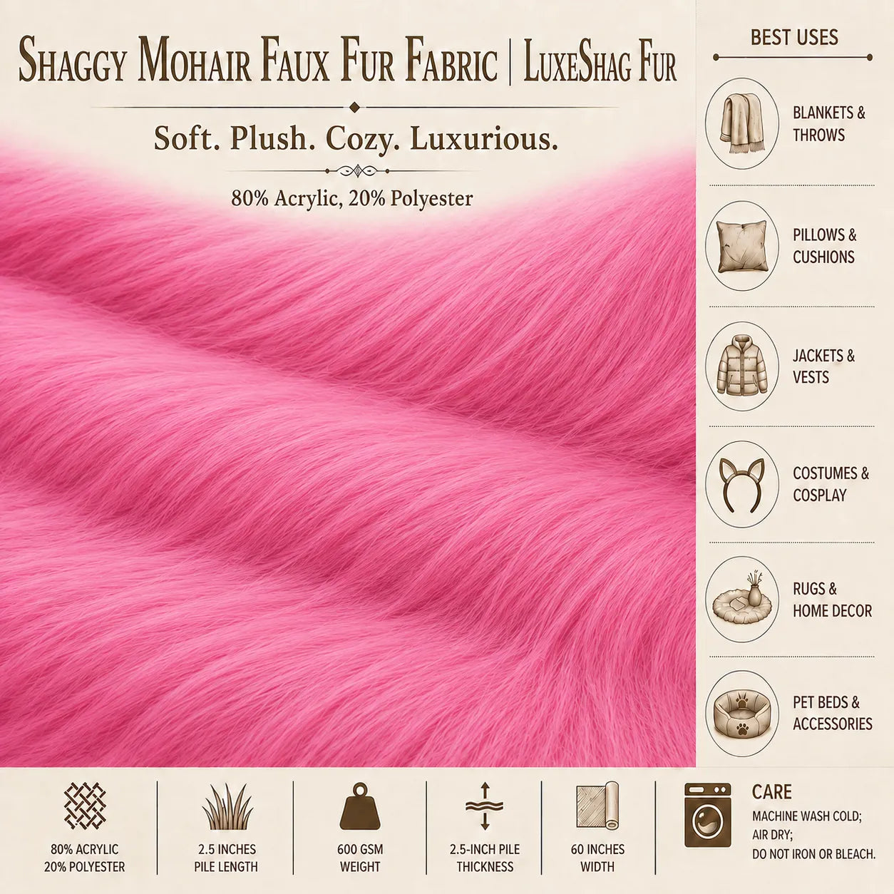 Shaggy Mohair Long Pile Faux Fur Fabric By The Yard Usecase