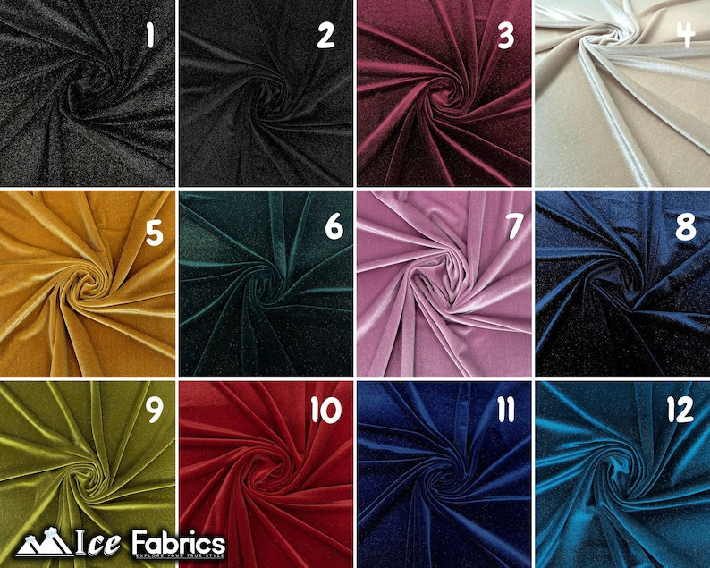 Shiny Glitter Stretch Velvet Spandex Upholstery Fabric