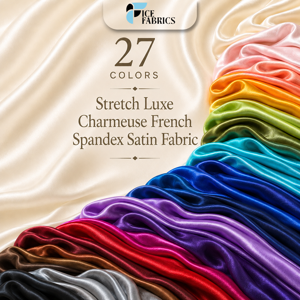 French Quality 5% Stretch Satin Fabric Spandex Fabric BTY ICEFABRIC Yellow