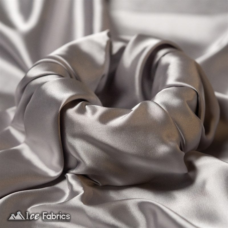 Silky Charmeuse Stretch Satin Fabric Fashion Fabric Silver