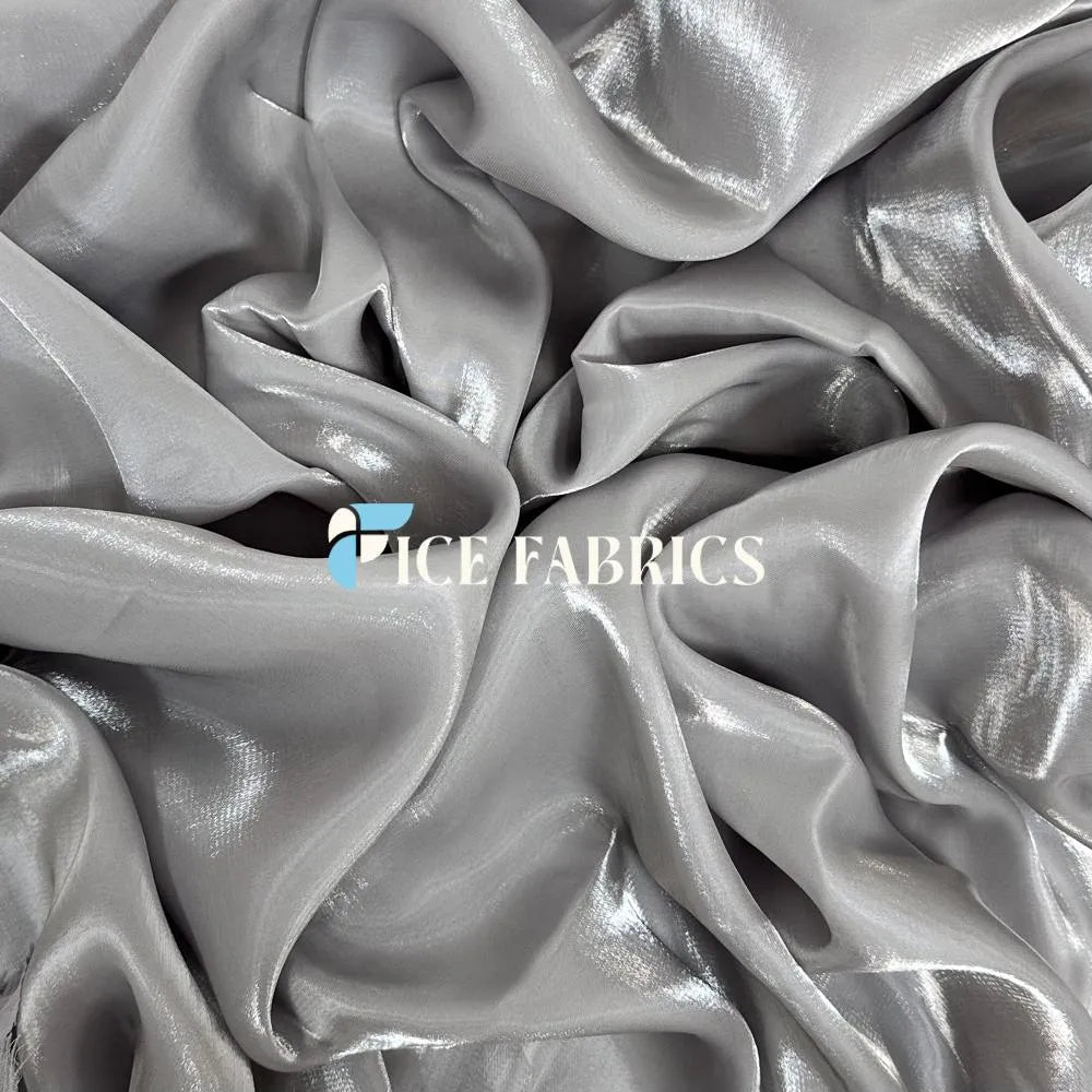 Silver Crystal Reflective Liquid Chiffon Fabric
