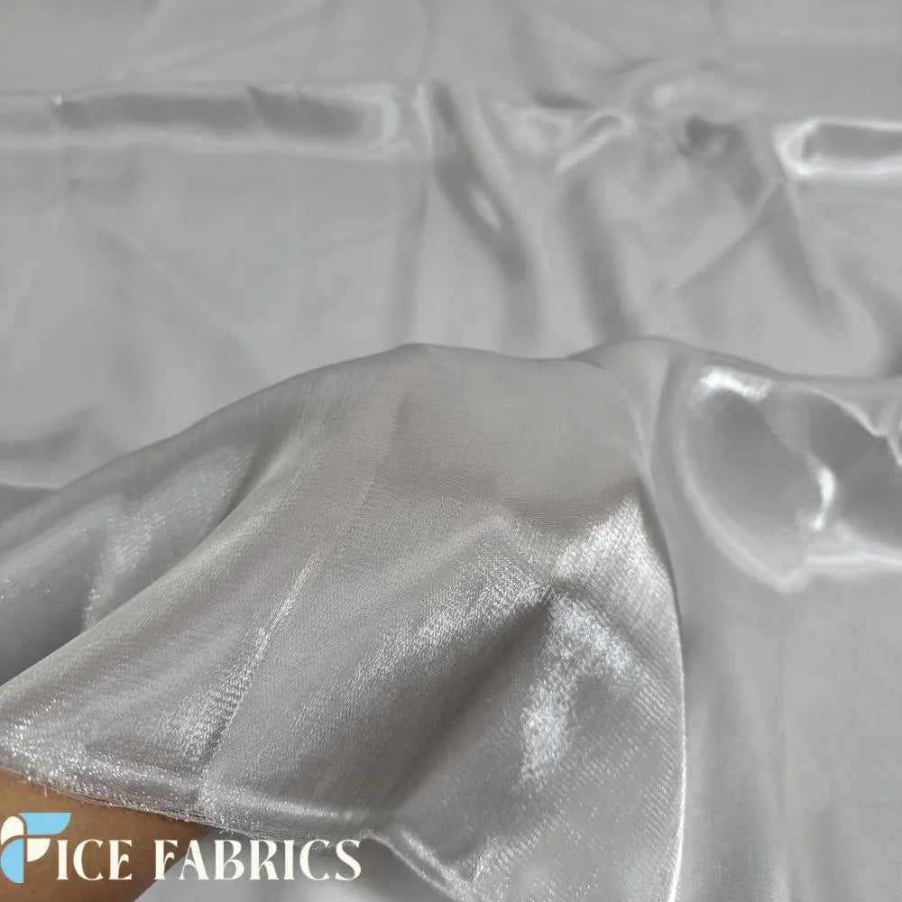 Silver Crystal Reflective Liquid Chiffon Fabric By The Yard