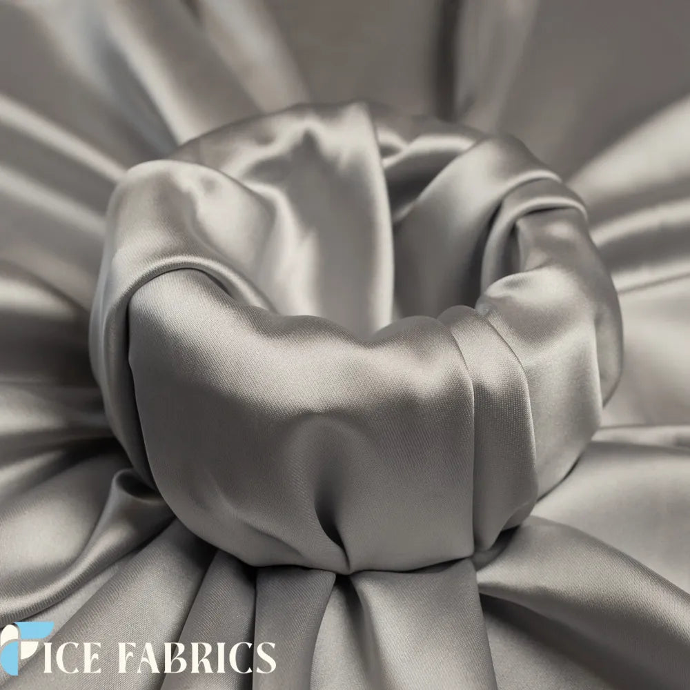 Silver Luxury Silk Stretch Satin Fabric by the yard