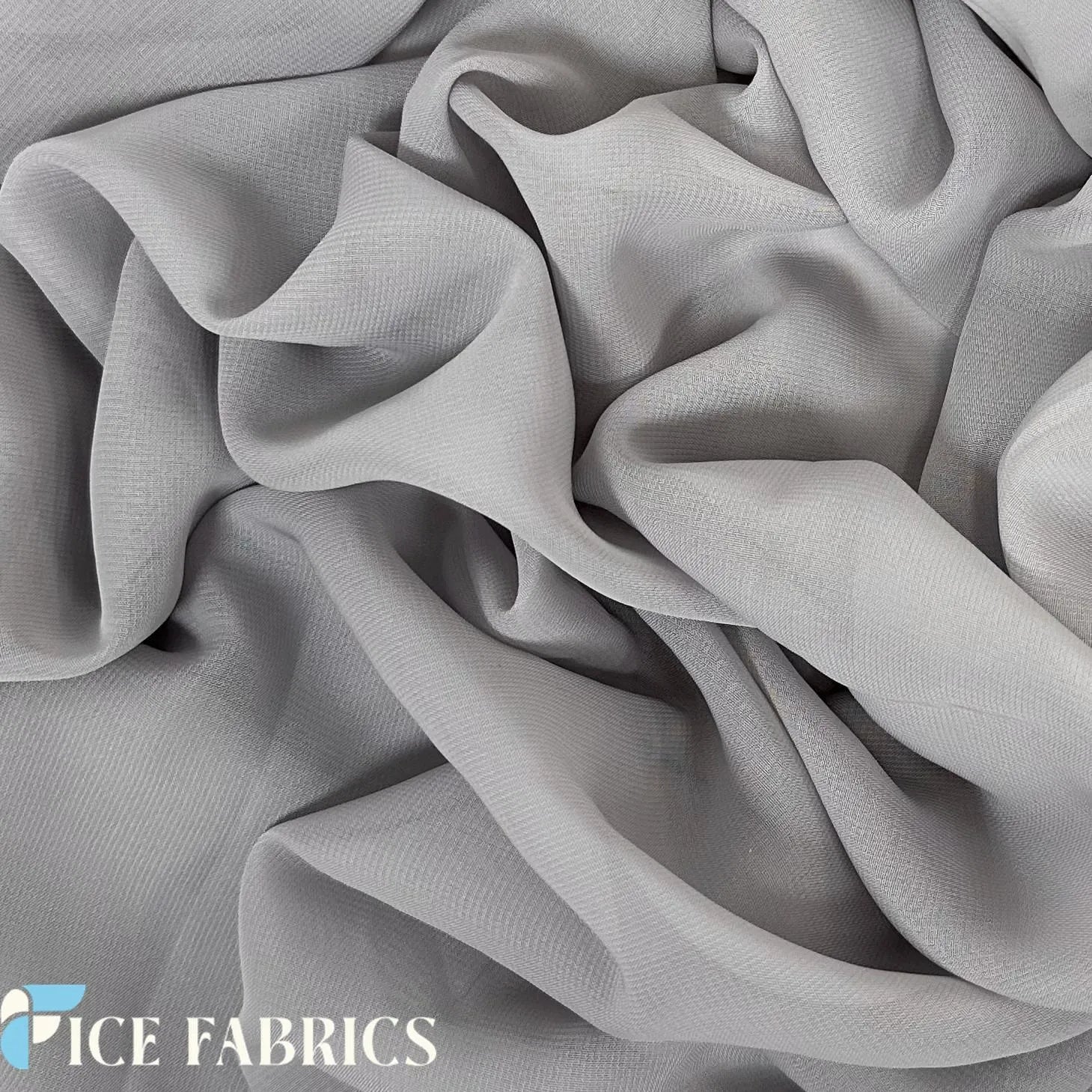 Silver Mia Chiffon Fabric / 60’’ Wide Soft chiffon Sheer Fabric
