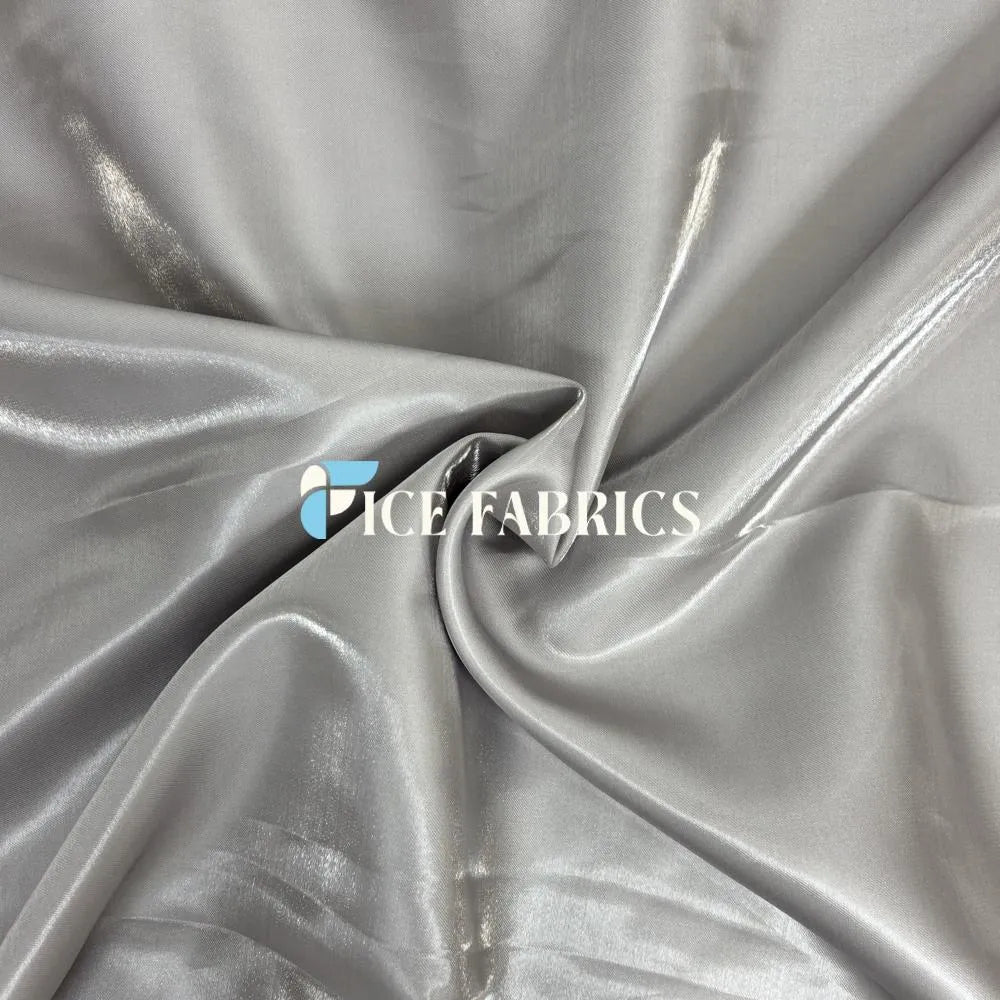 Silver Reflective Liquid Crystal Silky Satin Fabric