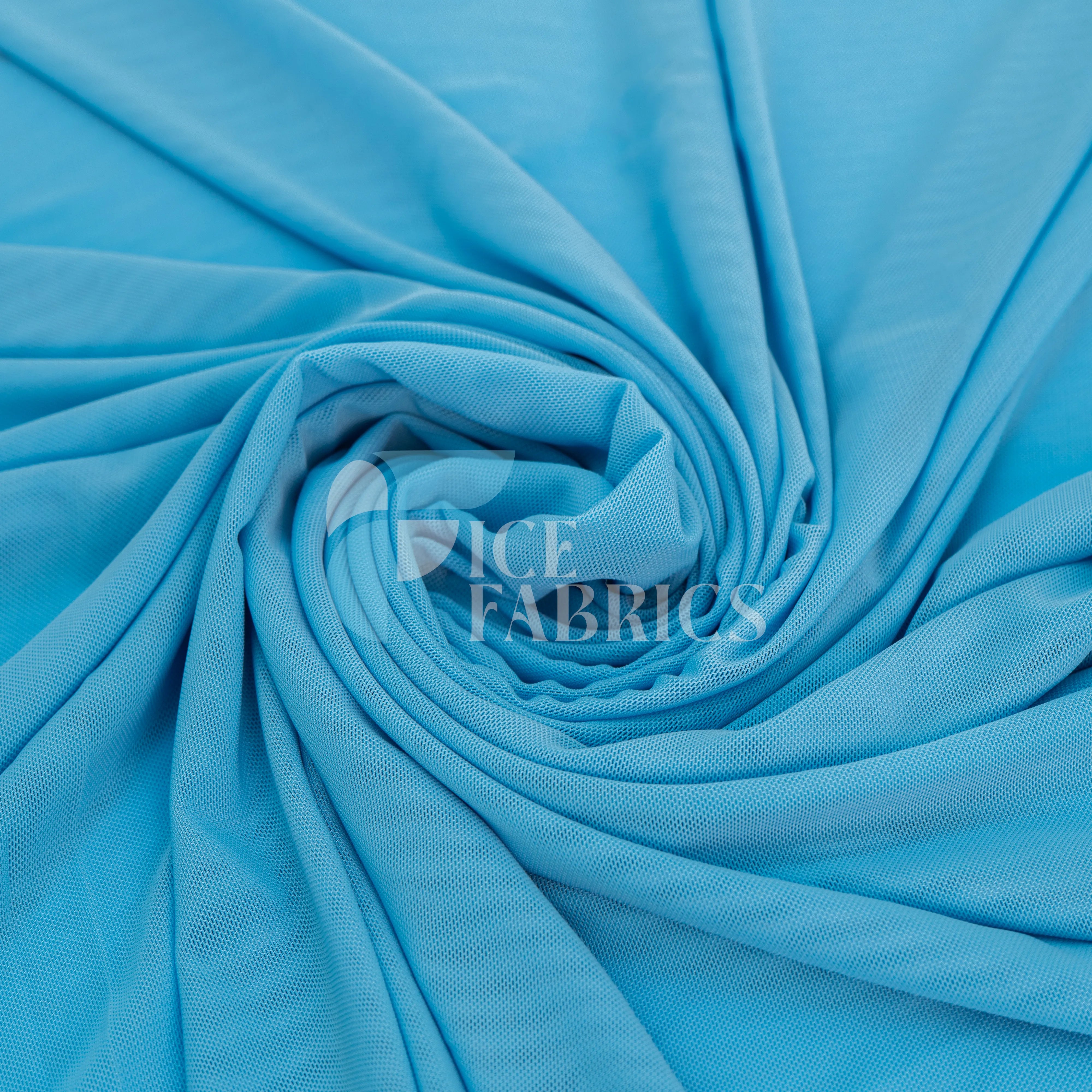 Sky Blue 4 Way Stretch Nylon Spandex Power Mesh Fabric