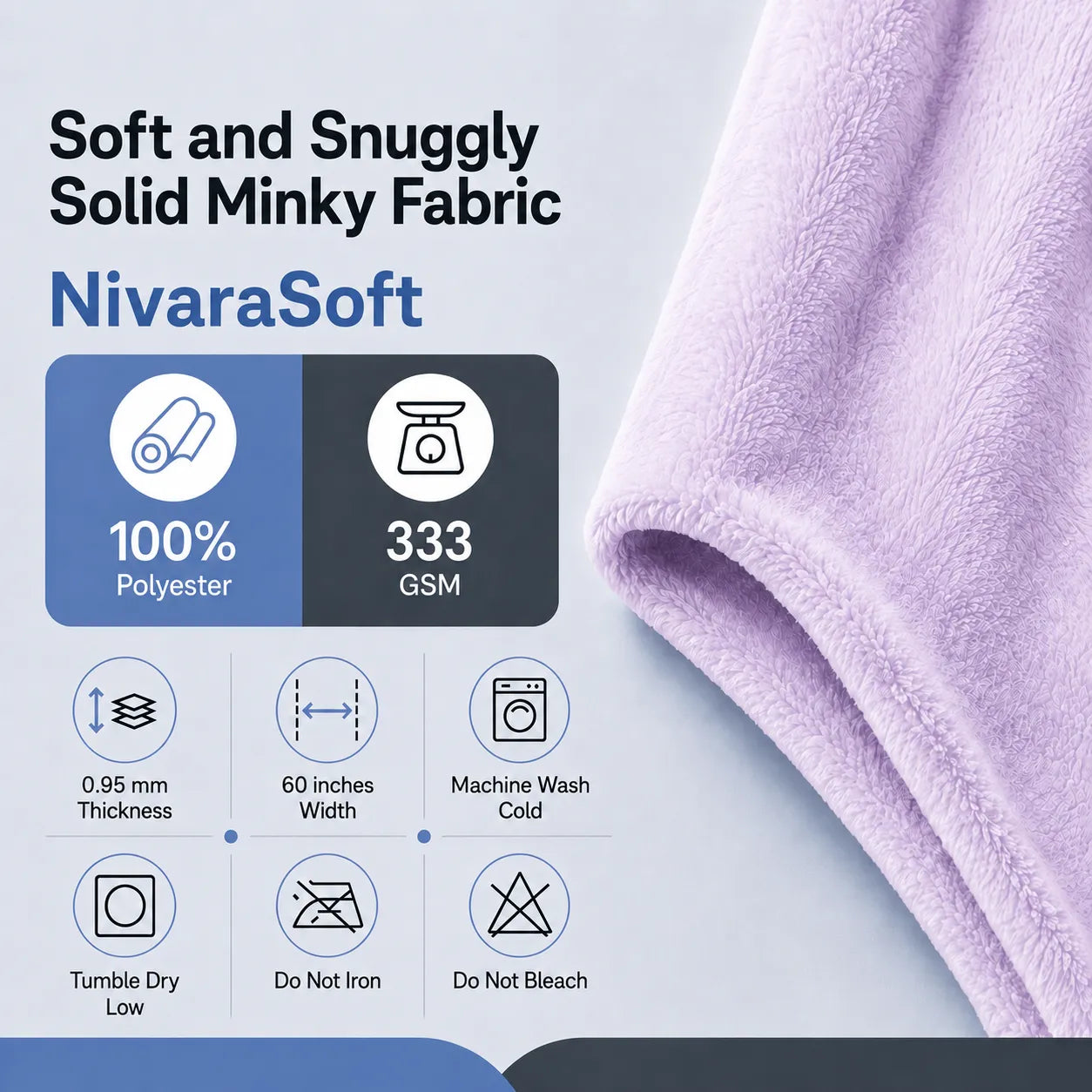 Faux Fur Soft Solid Minky Fabric | NivaraSoft