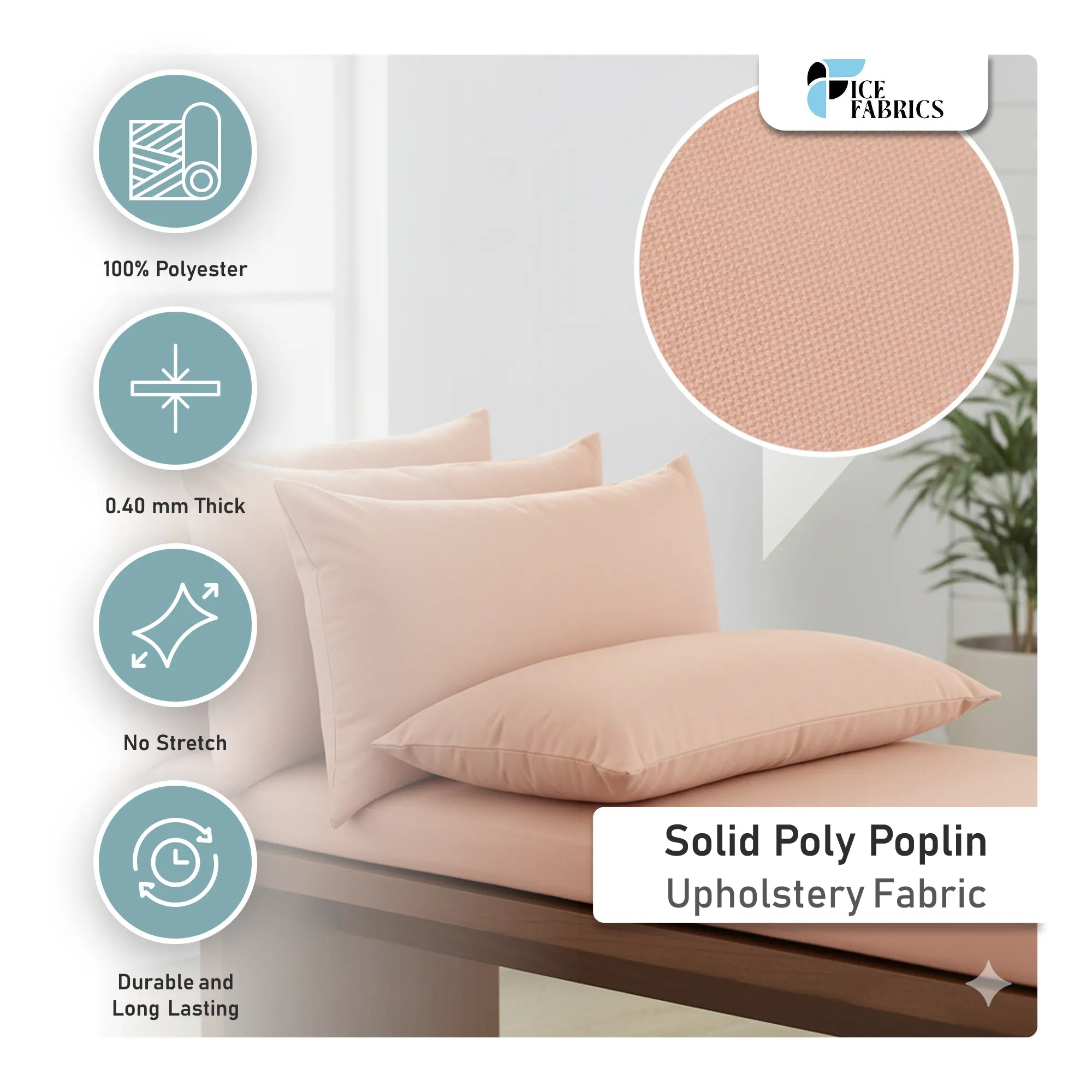 Sage Solid Poly Poplin Upholstery Fabric