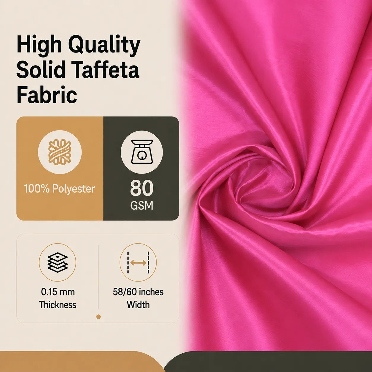 High Quality Solid Taffeta Fabric By The Yard