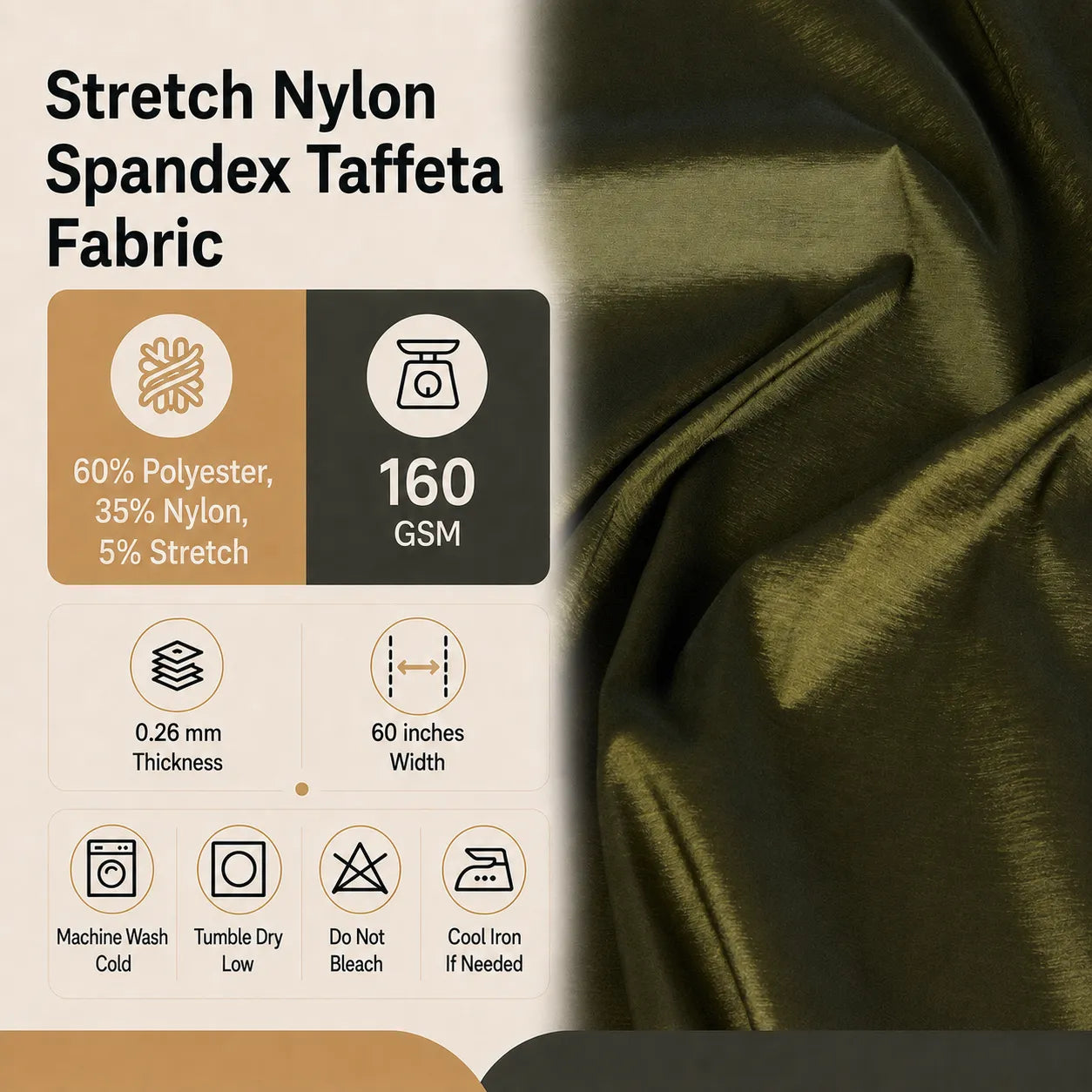 Stretch Nylon Spandex Taffeta Fabric Details