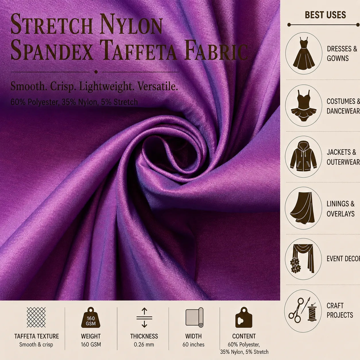 Stretch Nylon Spandex Taffeta Fabric Usecase