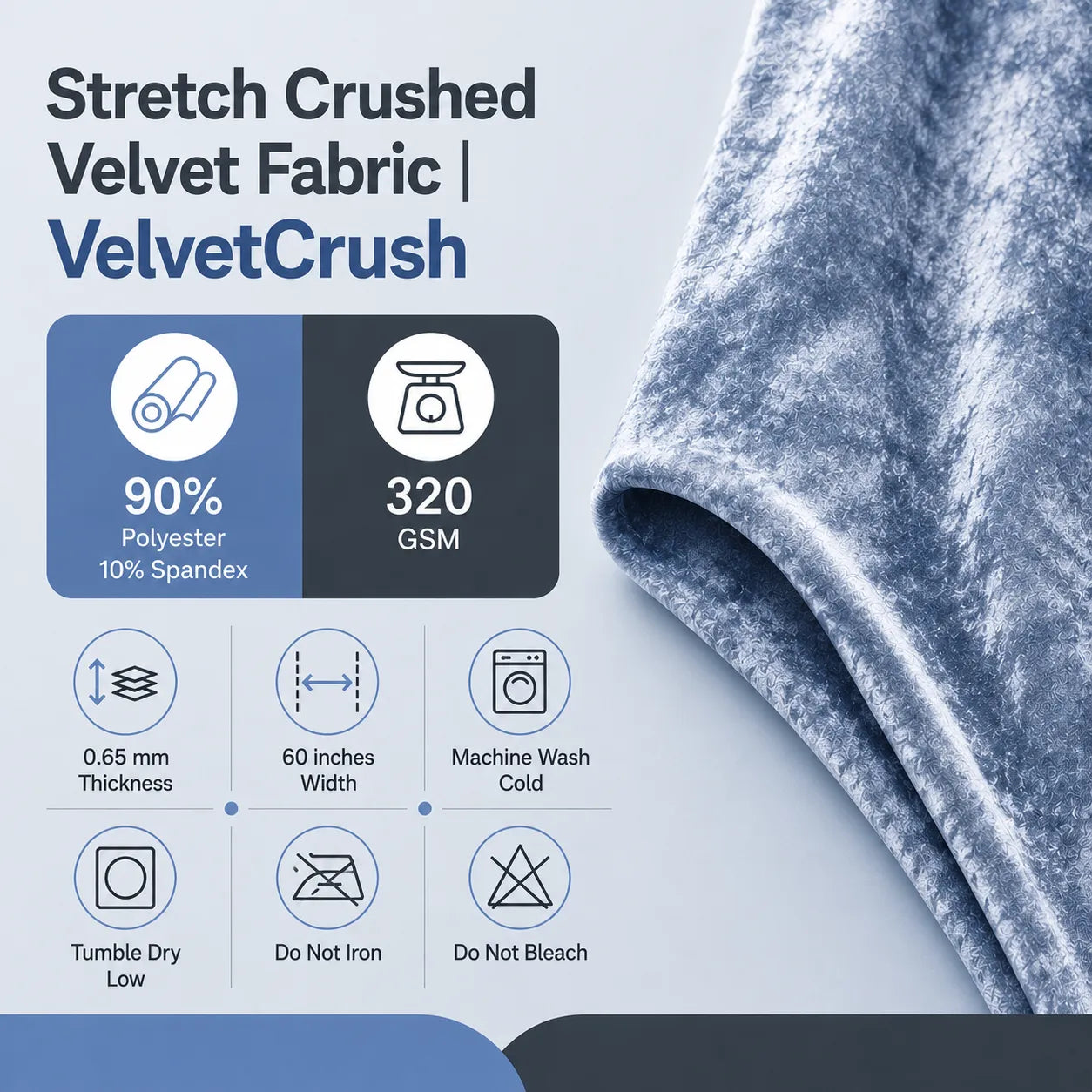 Stretch Crushed Velvet Fabric Details