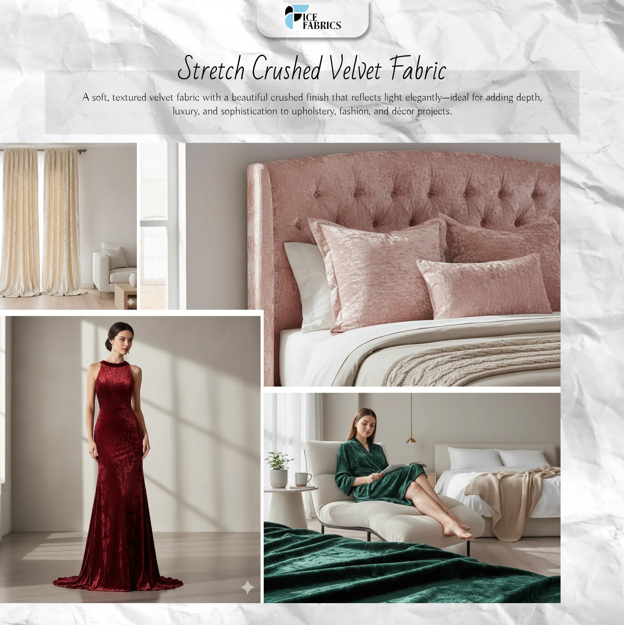 Teal Stretch Crushed Velvet Fabric