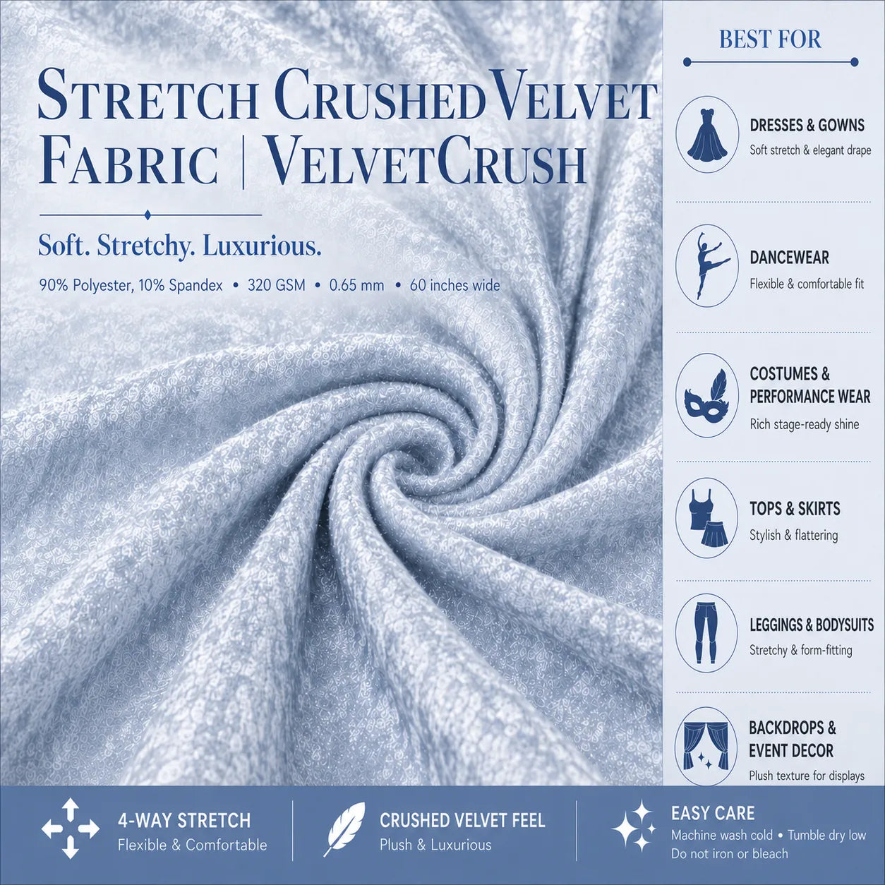Stretch Crushed Velvet Fabric Details Usecase