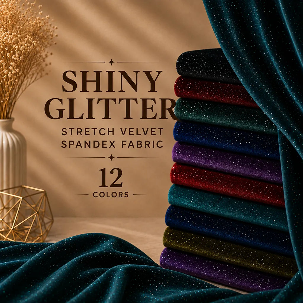 Shiny Glitter Stretch Velvet Spandex Fabric
