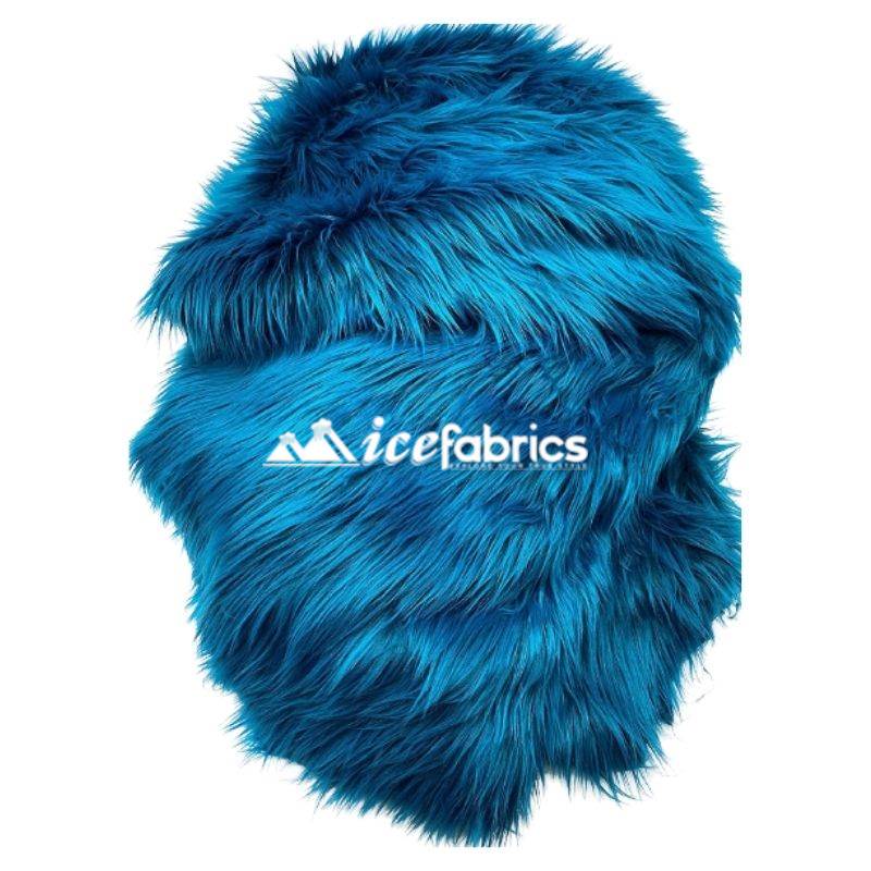Teal Shaggy Mohair Long Pile Faux Fur Upholstery Fabric