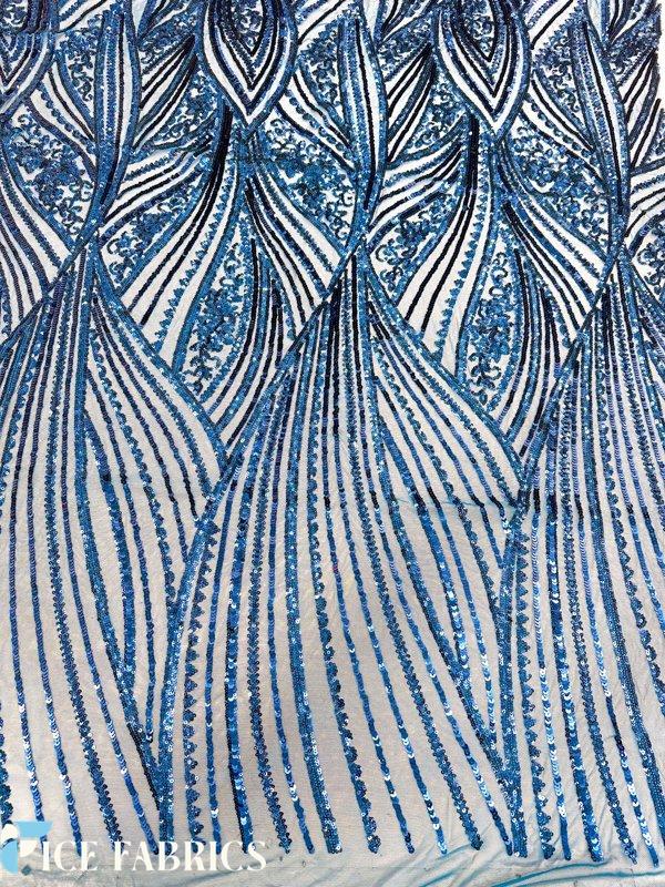 Blue Stretch Sequin Fabric