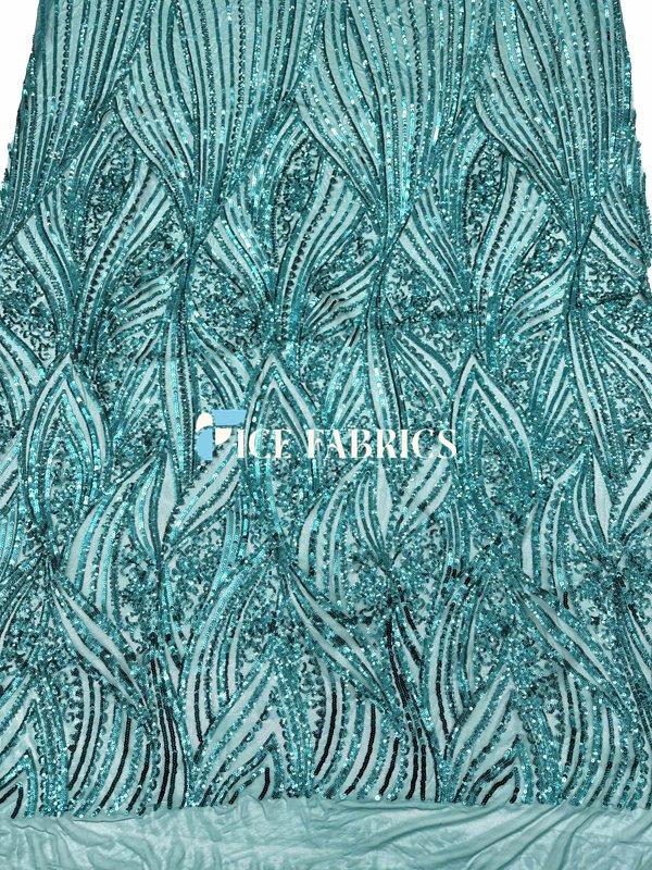 Damask Stretch Sequin Fabric On Mesh
