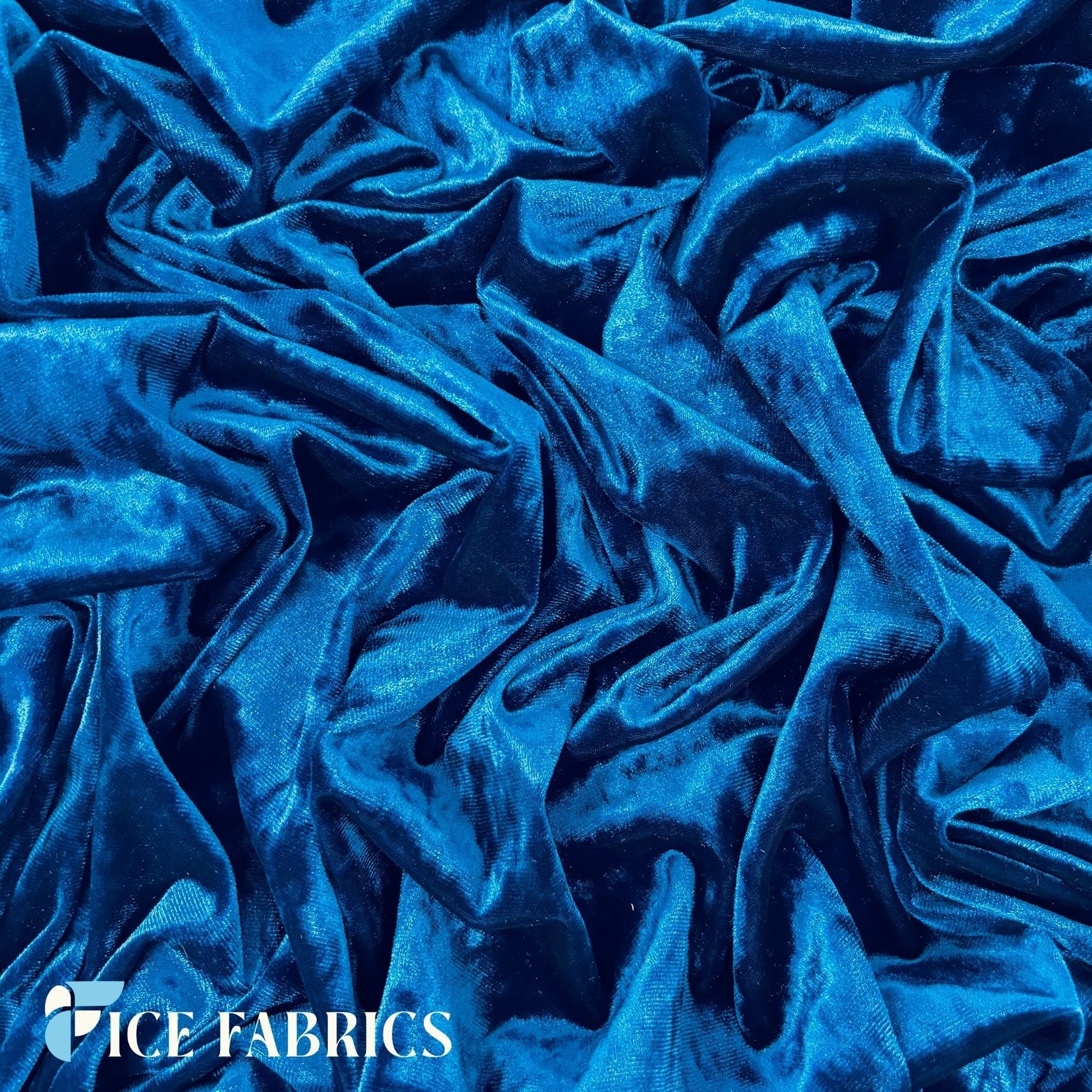Teal Stretch Crushed Velvet Upholstery Fabric