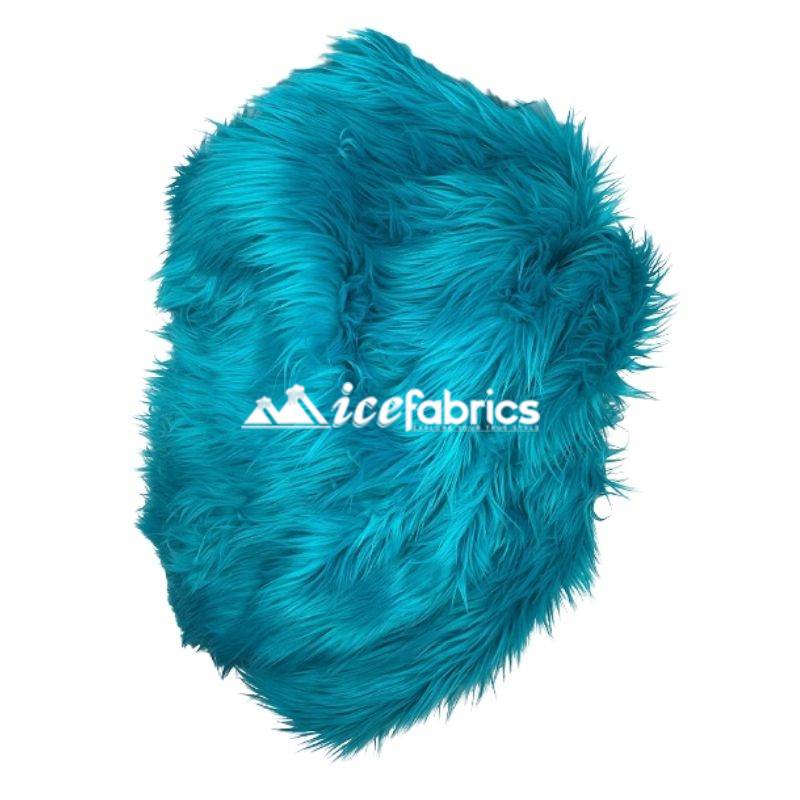 Turquoise Shaggy Mohair Faux Fur Upholstery Fabric