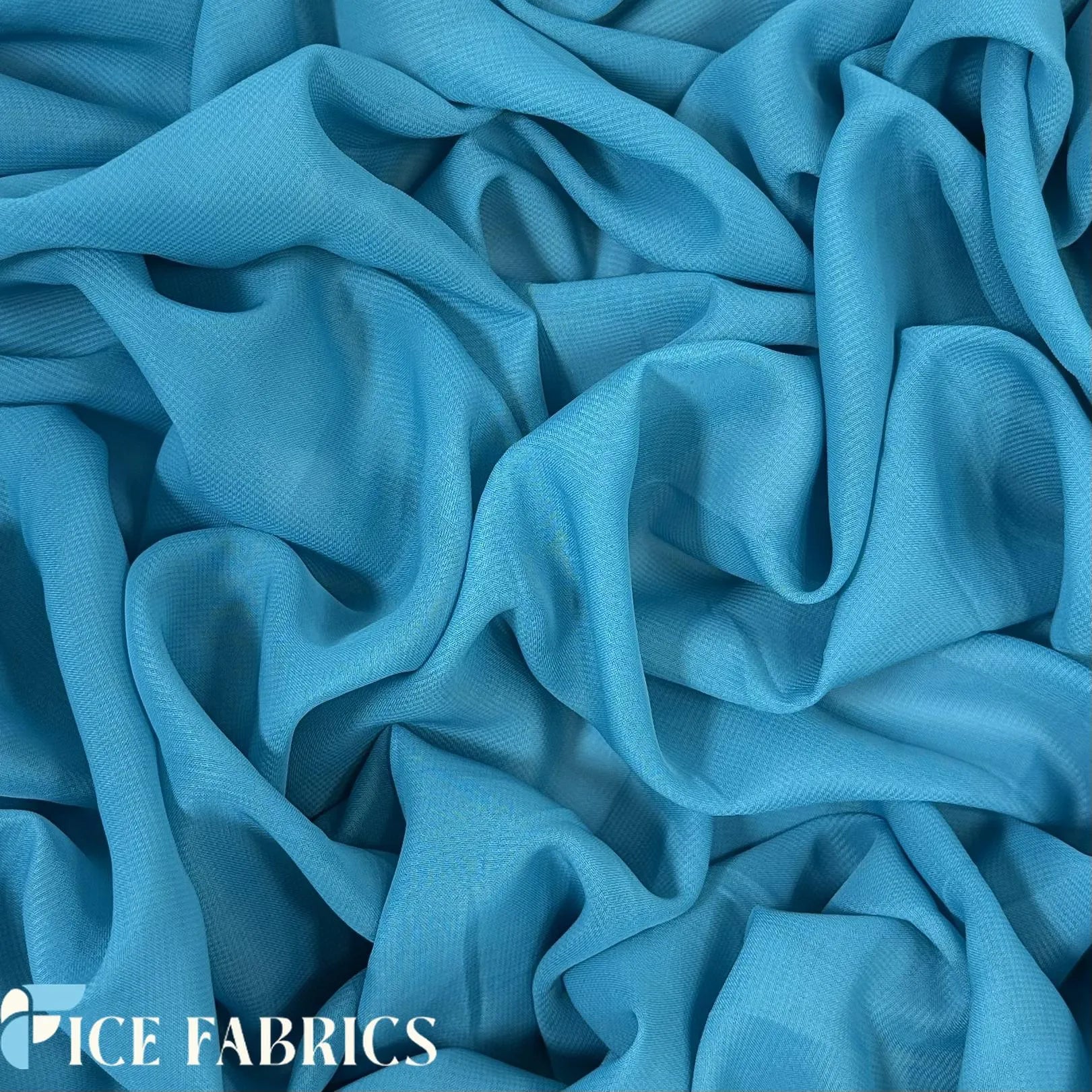 Turquoise Poly Sheer Chiffon Fabric