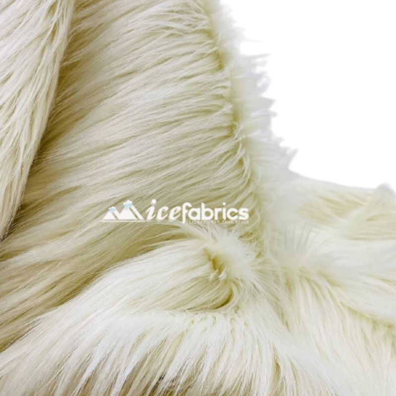 Ivory Long Pile Faux Fur Upholstery Fabric