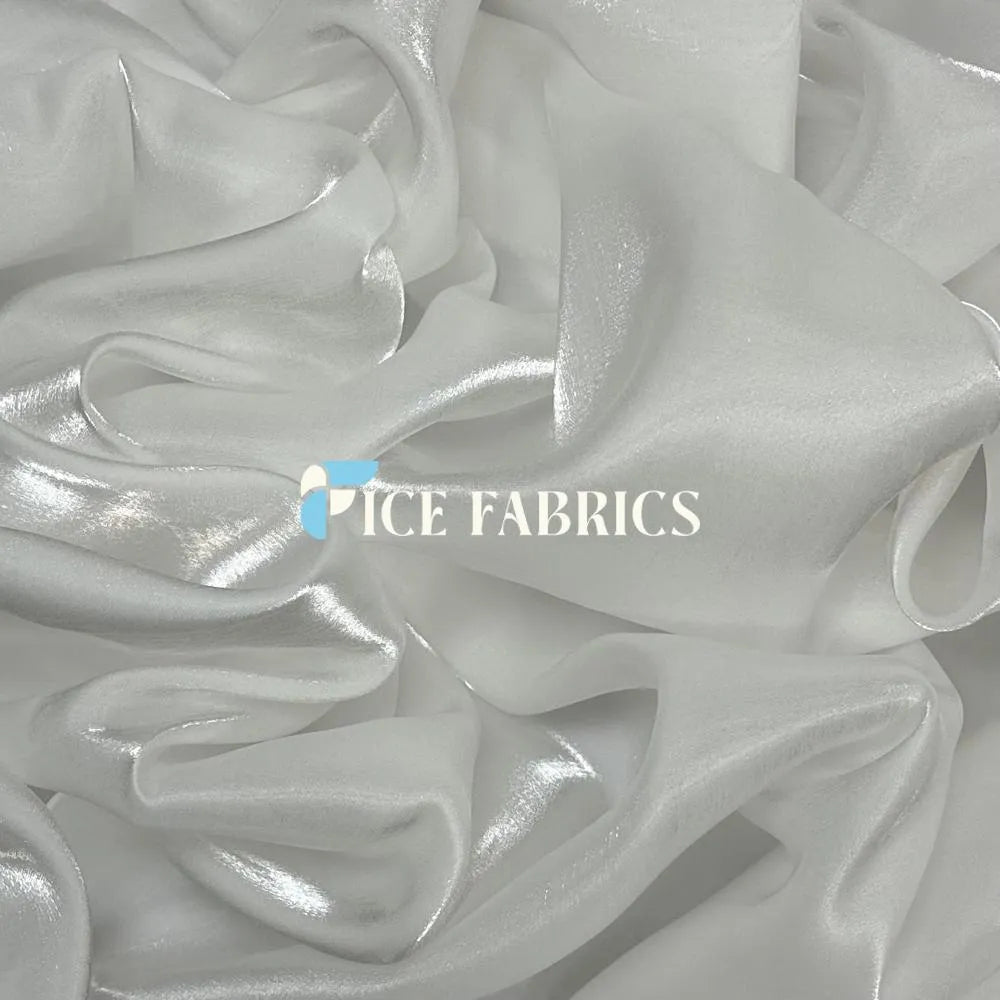 White Crystal Reflective Liquid Chiffon Fabric