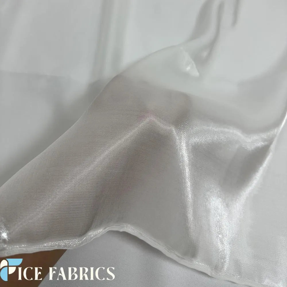 White Crystal Reflective Liquid Sheer Chiffon Fabric