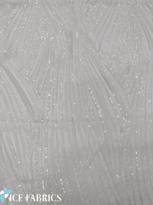 Damask Stretch Sequin Fabric On Mesh