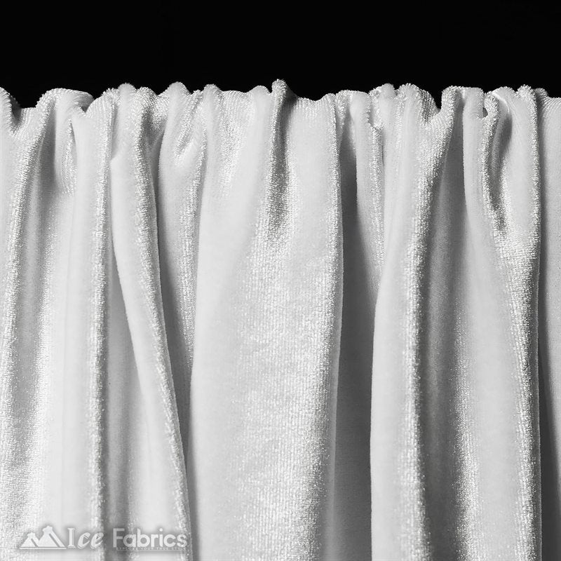 Ice Fabrics Stretch Velvet Fabric Soft and Smooth ICE FABRICS White