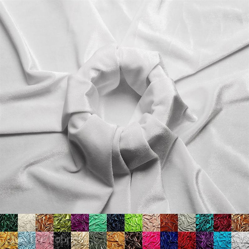 Ice Fabrics Stretch Velvet Fabric Soft and Smooth ICE FABRICS White