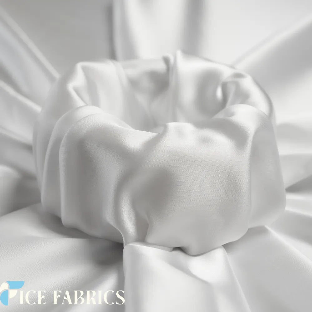 White Luxury Silk Stretch Satin Fabric by the yard