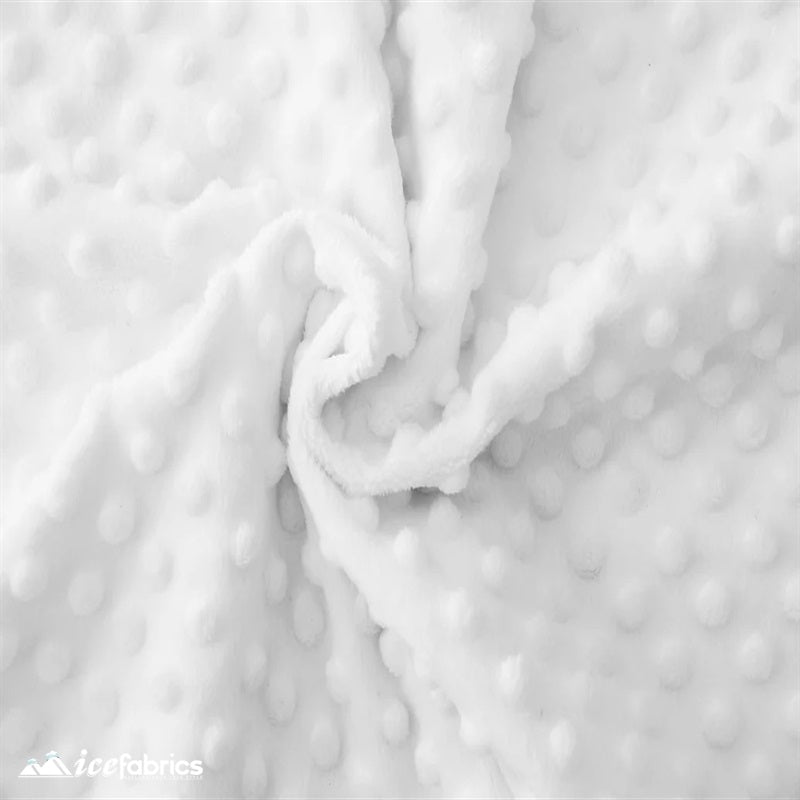 Minky Dot Fabric Blanket Fabric ICE FABRICS White