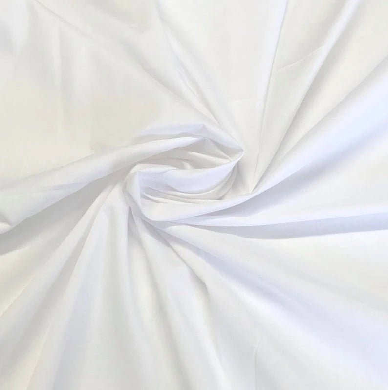 White Solid Soft Poly Cotton Fabric by The Yard
