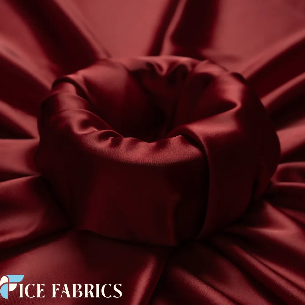 Wine Luxury Silk Stretch Satin Fabric by the yard