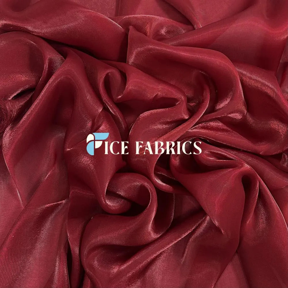 Wine Red Crystal Reflective Liquid Chiffon Fabric