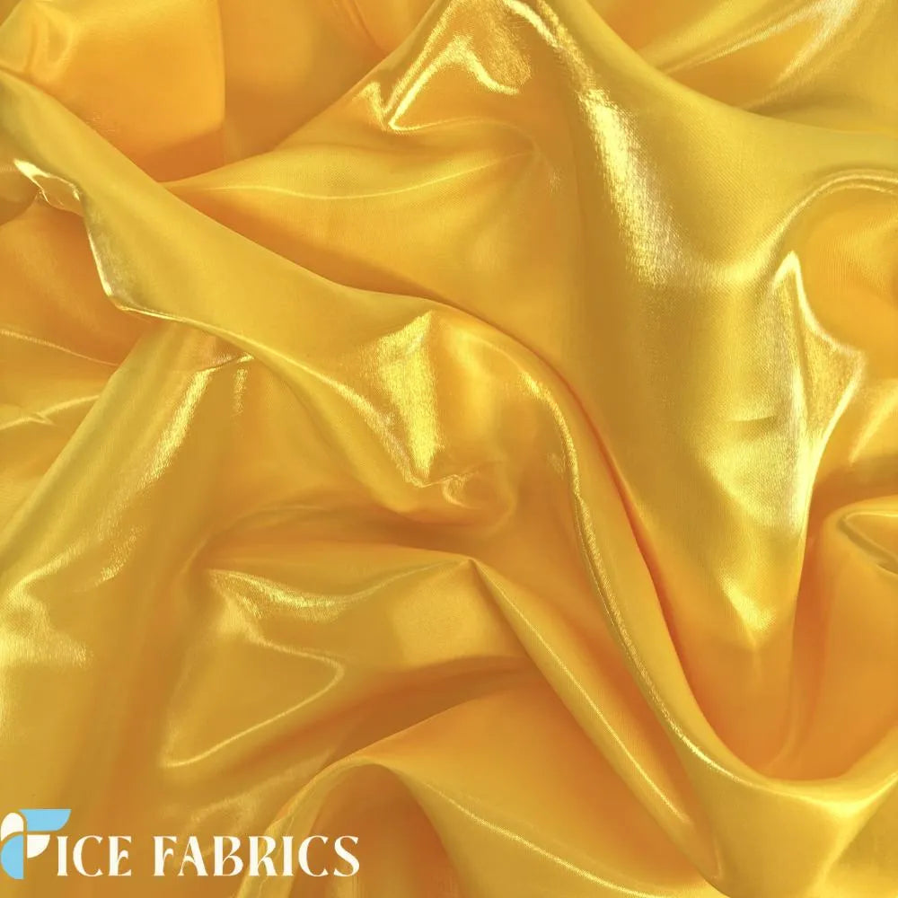 Yellow Silky Satin Fabric by the yard