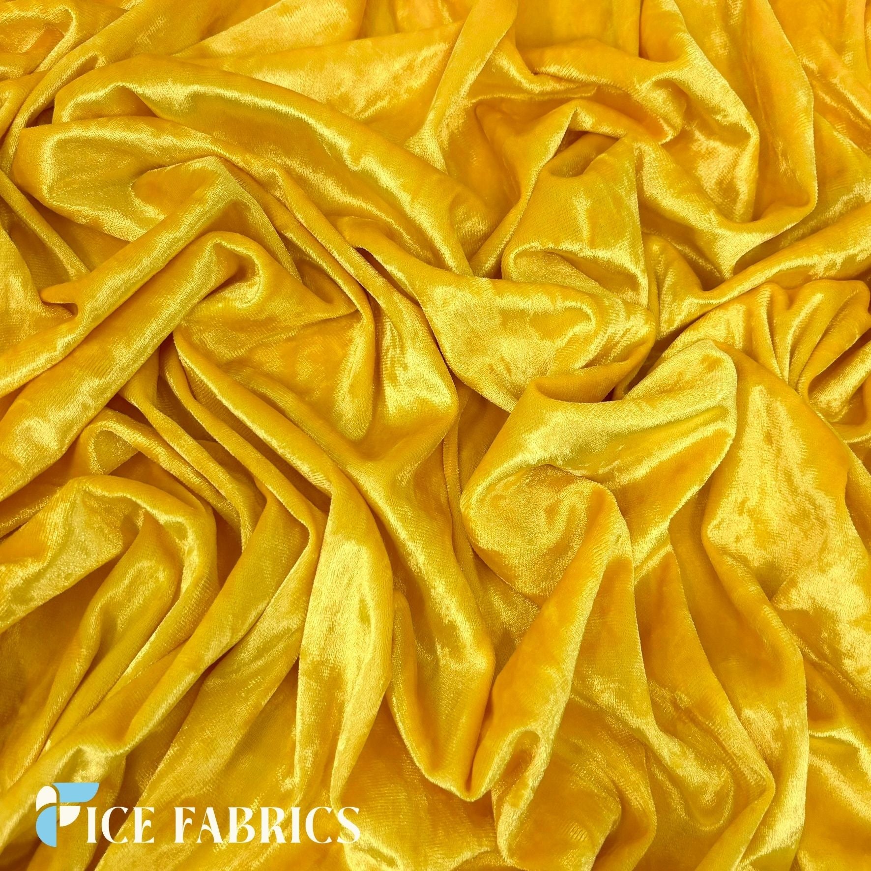 Yellow Stretch Crushed Velvet Upholstery Fabric